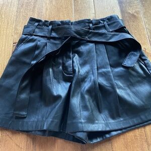 Black high waisted leather shorts!